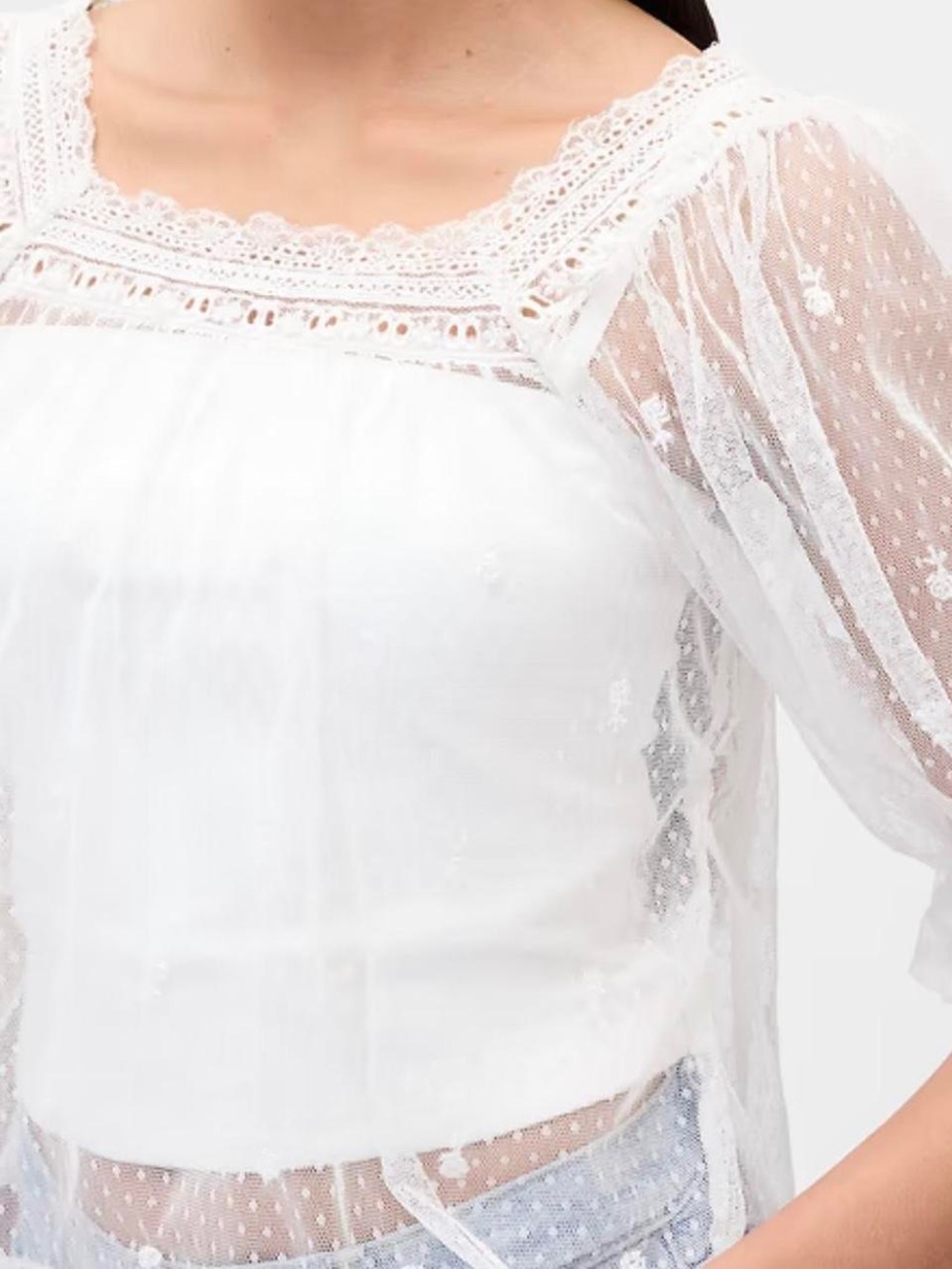 Gap White Lace Square-Neck Women’s Top